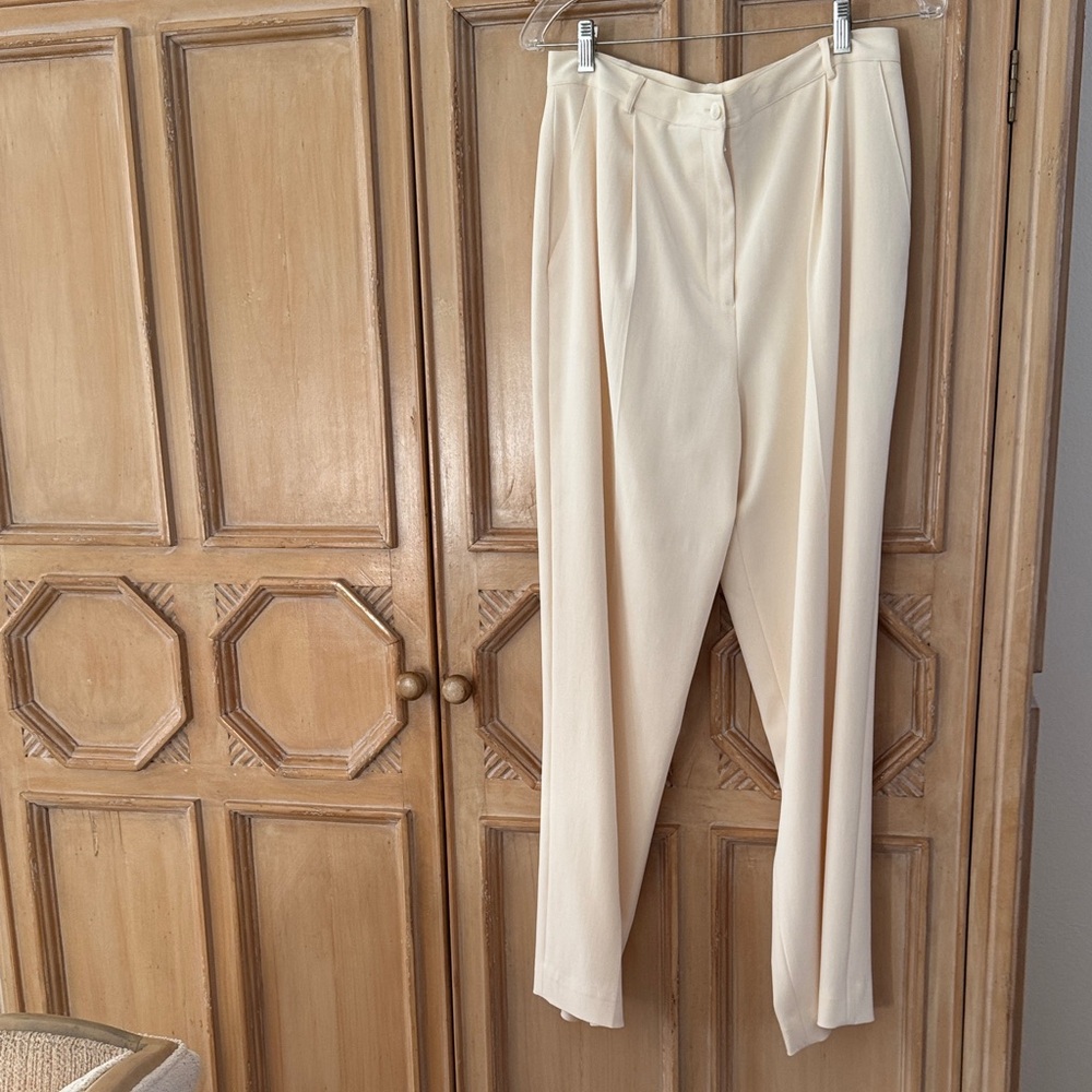 Cream Pleated Trousers